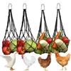 Bolsa de rede para alimentação de galinhas, patos e gansos, bolsa de rede para forrageamento, bolsa de ração anti-derramamento, bolsa de rede de ração espessa, ferramenta de alimentação para gado
