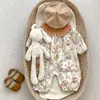 Macacão de Bebê Outono para Meninos e Meninas, Fofo Estampa de Animal Manga Longa Roupa de Engatinhar com Gola Reversível e Design Ajustado