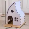 Ninho de feltro para gato de inverno com arranhador, vila integrada para gatos, casa de gato morna semi-fechada, ninho de dormir para gatos com túnel