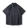 Camisas Nuevas para Hombre Transfronterizas Verano Color Sólido Lino Caída Simple Holgadas Casuales de Manga Corta Tops para Hombre