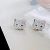 CHAOXIN Super Nuevos Micro-incrustados con Diamantes Zirconio Aretes de Gato Lindo para Mujer Aguja de Plata s925 Aretes Dulces Cool Distintivos
