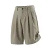 Pantalones Cortos Holgados con Diseño de Pliegues para Hombre, Nuevos Pantalones Casuales Primavera/Verano, Estilo Japonés Retro, Pantalones Versátiles de Seis Puntos