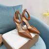 Sandalias de tacón alto con punta puntiaguda y cremallera de talla grande, zapatos de tacón alto poco profundos, de comercio exterior, primavera y verano de 2024