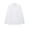 Para Comercio Exterior Transfronterizo Europeo y Americano Ropa de Mujer Aliexpress Más Vendida Camisa Blanca Estilo Palacio de Verano con Decoración de Nudo Tridimensional