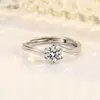 Anillo de pareja de seis garras con brazo retorcido, microincrustación de circonita, anillo de pareja imitación Diamante Mosan, anillo de propuesta, anillo de nicho, joyería