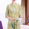 Camisa pequena estilo nacional de primavera e verão para mulheres de meia-idade mãe 2024 nova camisa de chiffon nova blusa de manga curta feminina estilo chinês