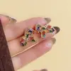 Colar de Pérolas com Pingente de Pônei da Sorte em Zircônia Colorida para Mulheres, Novo Conjunto Versátil de Luxo Leve de Nicho, Corrente para Suéter, Brincos