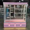 Vitrina para pan blanco, vitrina para pasteles de cumpleaños, vitrina de muestras personalizada, vitrina dorada, vitrina de hierro forjado y madera maciza