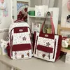 Mochila dopamina estilo coreano com estrelas doces, design color block de alto valor, adequada para alunos do ensino fundamental das séries 3-5, um conjunto de duas peças incluindo uma mochila