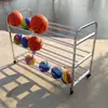 Estante de Armazenamento de Basquete Multiuso de Aço Inoxidável para Jardim de Infância Carrinho de Bola Carrinho de Bola Cesta de Armazenamento de Voleibol Suporte de Bola Aro de Bola Móvel