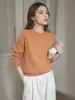 Estilo Casual Cashmere de Alta Qualidade Tricô Gola Redonda Outono e Inverno Seda Cashmere Estilo Old Money Elegante Seda de Amora Top de Manga Longa