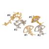 Aretes Largos Inteligentes Asimétricos con Forma de Abanico Espejo Chinoiserie Bañados en Cobre con Oro Real con Incrustaciones de Diamantes y Nácar, Aretes DIY con Soporte para Cuentas de Plata Esterlina