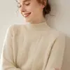 2025 Novo Suéter Feminino de Cashmere para Outono e Inverno, Gola Alta Curta, Cor Lisa, Espessado, Suéter Feminino Curto de Tricô, Camada de Base de Manga Longa