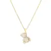 Moda Estilo Coreano Nuevo Collar de Oso con Microincrustaciones de Diamante para Mujer, Cobre Chapado en Oro, Cadena para Clavícula de Diseño de Nicho de Lujo Ligero