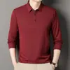 Camisa polo masculina de manga comprida transfronteiriça, adequada para primavera e outono, estilo business casual, com gola, projetada para homens de meia-idade e idosos, uma roupa estilosa para pais