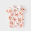 Mono de verano de manga corta para bebé Bata de gasa de algodón puro ultradelgada de verano para bebé Ropa con aire acondicionado para niños Ropa para gatear para recién nacidos