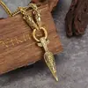Colgante de Espada con Cabeza de Lobo Vikingo Celta Nórdico Cadena de Hueso de Dragón Collar Artículo de Venta Caliente Transfronteriza Europea y Americana Estilo Retro y Audaz