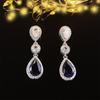 Pendientes de moda de comercio electrónico transfronterizo europeo y americano con circonitas azules brillantes para mujer, pendientes de moda de alto sentido e6578