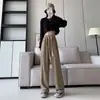 Pantalones rectos Oumianrong Yamamoto para mujer, nuevos pantalones casuales con cordón de otoño 2026, agradables al tacto, holgados, versátiles pantalones de pierna ancha para mujer