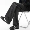 Novas Calças de Moletom Casuais de Algodão Puro Lavado Estilo Vintage Americano para Homens, Estilo High Street com Design Plissado, Calças Longas Largas Retas Soltas