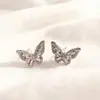 Moda Venta Caliente Nuevo Producto Directo de Fábrica Precio Especial Pendientes de Acero de Titanio para Mujer Mariposa Incrustaciones de Pedrería Aretes de Alta Calidad Joyería