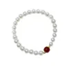 Pulsera de Plata de Ley S925 Perla Shijia Ágata Rojo Natural Cuentas Cilíndricas Pulsera de Cuenta Calabaza Animal del Año Simple Joyería para Mujer