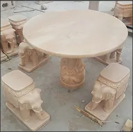 天然大理石石雕桌凳2