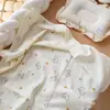 Manta de Gasa de Algodón Puro, Manta Fina de Verano de Cuatro Capas para Siesta con Aire Acondicionado para una Persona, Manta para Cochecito de Bebé para Salir