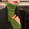 Suéter de Punto de Lana Morado Taro de Cuello Alto Ajustado para Mujer Otoño Invierno Elegante Capa Interior Cuello Voluminoso Suéter de Lana Top Base