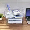 Portadocumentos de Escritorio Transparente Bandeja para Archivos Apilable Libremente Estante para Almacenamiento de Documentos e Información de Escritorio de Oficina Papeles de Examen