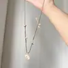 Collar Colgante de Flor de Cerámica con Diseño de Nicho, Estilo Dulce y Fresco de Celebridad de Internet, Gargantilla Vintage Cadena para Clavícula para Mujeres