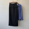 Saia bodycon estilo Hepburn de Árvore Tung Nobayama para mulheres, saia reta afuniladora de cintura alta para outono com fenda traseira, saia longa 82579
