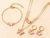 Colar Infantil Novo Transfronteiriço Criativo Pérola Borboleta Joias para Meninas Pulseira Acessórios Esmaltados para Meninas Anel Brincos