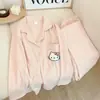 Pijama de forro polar estilo dulce con nudo de mariposa, nuevo conjunto de cárdigan de manga larga de moda otoño/invierno para mujer