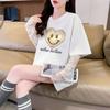 Camiseta de Algodón Puro para Mujer con Diseño de Corazón Graffiti Falso Dos Piezas, Estilo Pura Pasión con Encaje Empalmado, Holgada, Reductora de Edad, Protector Solar