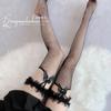 Ligueros de encaje sexys jk japoneses de seda negra pura, calcetines hasta el muslo, medias altas cruzadas, medias de rejilla hasta la rodilla A82