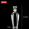 Botella de Vino Whiskey de Vidrio Estilo Europeo Personalizada Contenedor Transparente Botella de Almacenamiento de Vino de Cristal Traje Sellado a Prueba de Fugas