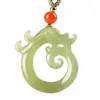 Nuevo Estilo Colgante de Cerdo y Dragón Color Verde Aqua Transparente Estilo Antiguo, Jade Verde Afgano Natural y Blanco, Dragón Zodiacal Doce Hueco Tallado
