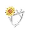 Anillo Giratorio de Girasol Ajustable Transfronterizo Europeo y Americano Antiestrés Ansiedad Anillo de 26 Letras Anillo Giratorio de Girasol
