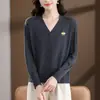 26 Cardigã de Tricô Gola V Estilo Coreano Primavera Outono Novo Peça de Roupa Externa Solta Elegante Manga Longa Versátil Jaqueta Suéter Top Feminino