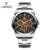 CHENGXI Chenxi 019A Relógio de pulso de quartzo redondo moda casal à prova d'água criativo pulseira de aço moda casual