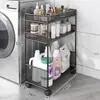 Estantería de almacenamiento junto a la lavadora, estantería de almacenamiento de varios niveles móvil de pie para baño y tocador, estantería de almacenamiento para detergente de lavandería para balcón