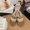 Zapatos de Algodón Cálido de Felpa con Punta Redonda Estilo Retro para Mujer 2026 Estilo Otoño/Invierno Suela Suave Antideslizante Hebilla Metálica Mocasines Versátiles Zapatos de Algodón