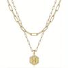 Venta caliente transfronteriza Amazon 18K oro color protección galvanoplastia doble capa letra collar femenino 26 inglés colgante al por mayor