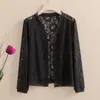 Cardigan de Renda Flor de Pavão Fu Diyi 19304 Jaqueta Fashion de Sete Mangas