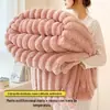 Manta de Pelúcia de Coelho Cor Sólida Luxo Leve Espessa Quente Leite Manta de Cochilo Ar Condicionado Manta Casual para Sofá
