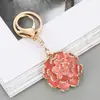 Llavero Estilo Japonés Ins con Flor de Rosa y Camelia con Pedrería, Llavero de Coche, Memoria USB, Cadena para Bolso Teléfono, Colgante, Al por Mayor