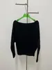 Nuevo Estilo Otoño e Invierno, Tejido de Lana Pura Relajado con Hombro Caído, Negro/Gris