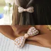 2024 Grampo de Cabelo de Liga com Strass Franja Lateral Presilha de Mola Estilo Coreano Clipe Superior Feminino Acessório de Cabelo Laço Fresco e Doce