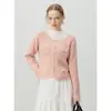 Cárdigan de Lana Fina Tejido con Encaje de Cuello Redondo y Mangas Largas para Mujer 2025 Otoño e Invierno Pantalones con Bolsillos de Múltiples Solapas Top Elegante con Lazo
